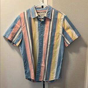 American Eagle Outfitters Blue and Pink Casual Shirt